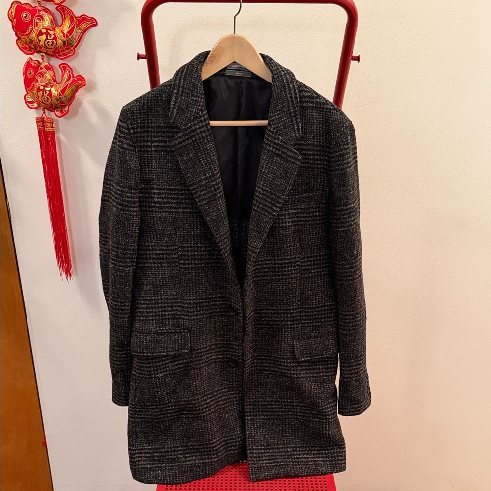 Michael Kors Black and Gray Plaid Blazer